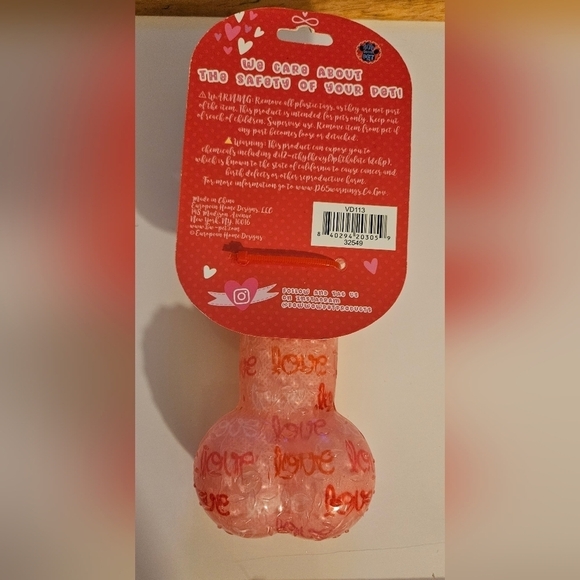 Pink Valentine’s Day Squeaky Dog Bone Toy Rose Scented & Textured Europan Home - Picture 14 of 16